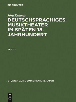cover image of Deutschsprachiges Musiktheater im späten 18. Jahrhundert